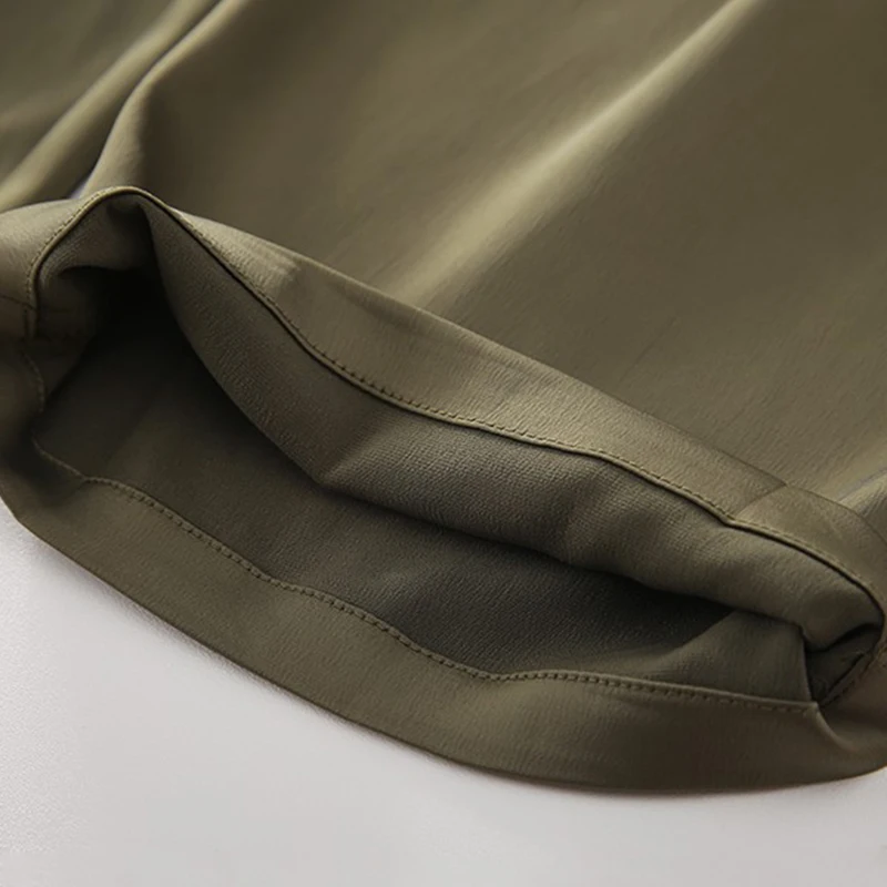 

[LIVIVIO]Spring new styles of imitation acetate satin high-waist casual long straight solid color women's wide-leg pants