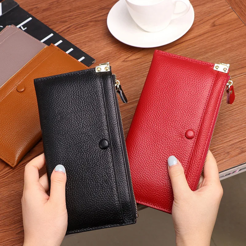 

2019 Genuine Leather Women Wallets Hasp Lady Moneybags Coin Purse Woman phone bag Cards ID Holder Bags Purses Pocket