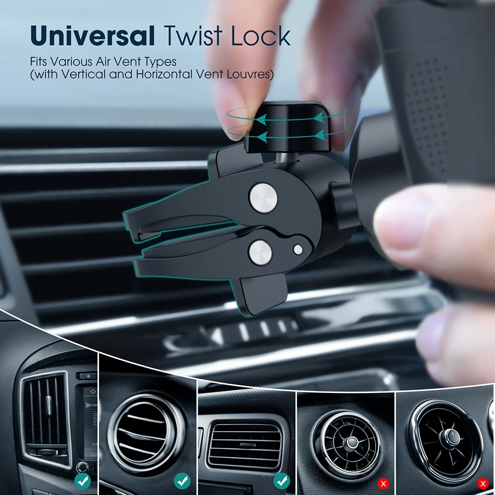 mpow ca174 universal car phone mount air vent car phone holder with stable clip compatible with iphone 12 11 pro max xs 8 galaxy free global shipping