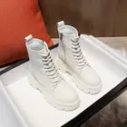 Зимние Модные Белые женские сапоги из натуральной кожи, зимние плюшевые теплые хлопковые сапоги, новые удобные сапоги на толстой подошве Botas De Mujer