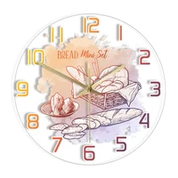 french baguette bread themed exclusive acrylic wall clock for bakers shop bakery watercolor printed artwork silent wall clock