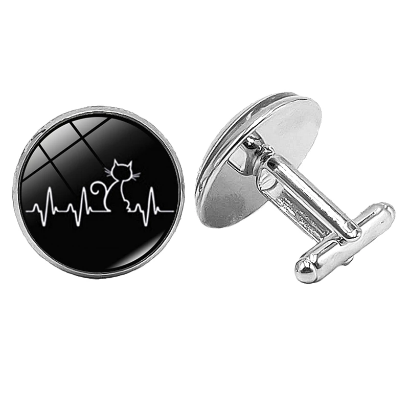 2020 Для мужчин запонки кошка Is My сердцебиение Стекло выпуклые Viking Nordic подвеска в