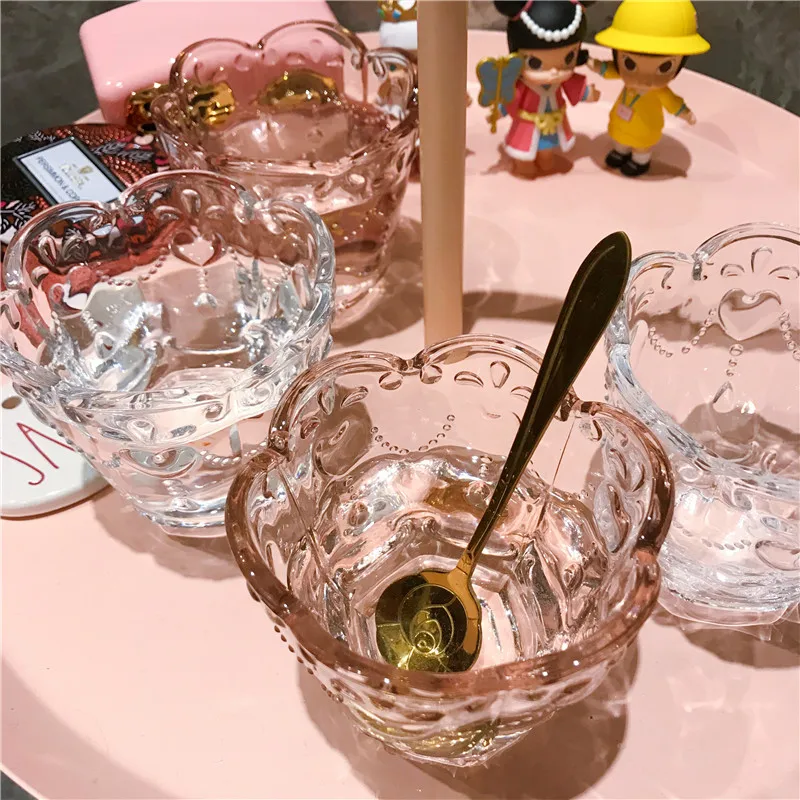 Новый узор тисненые стеклянные чашки розовые прозрачные бессвинцовые для