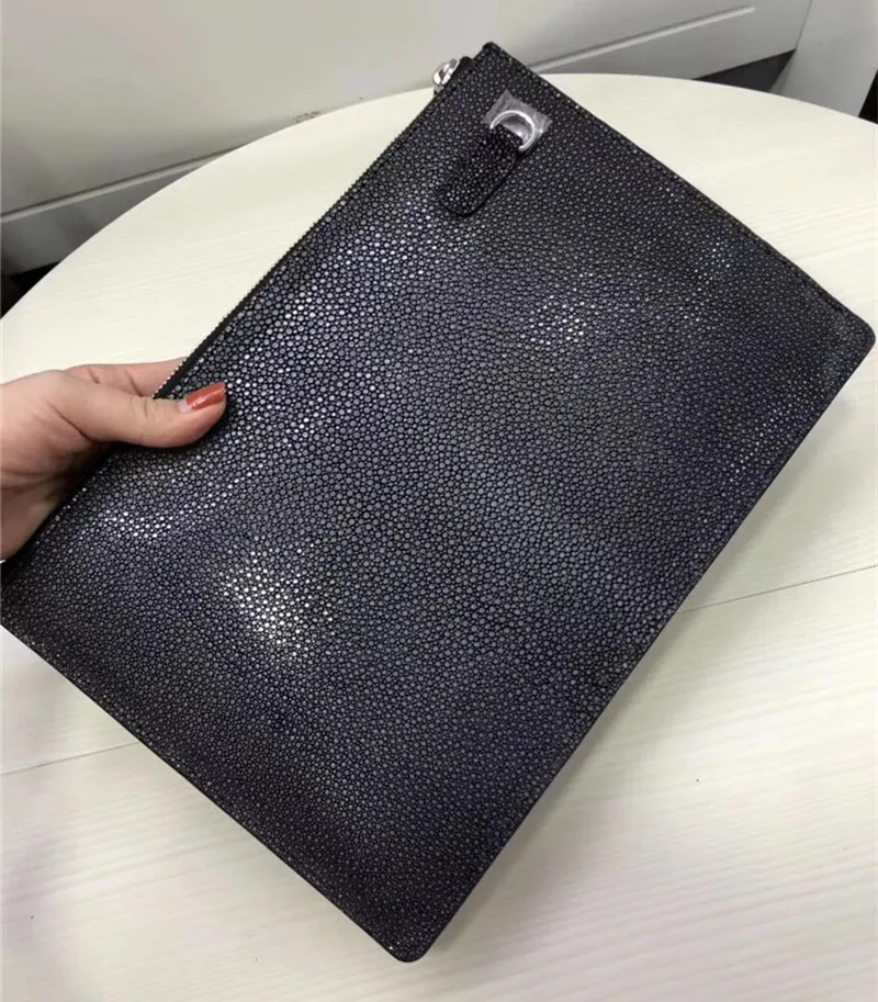 Аутентичный песок ската кожи бизнесменов ультратонкий Браслет клатч из