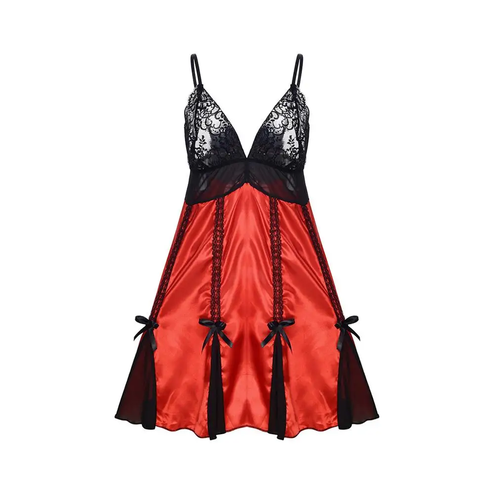 Женская ночная рубашка пикантная кружевная без рукавов с открытой спиной на