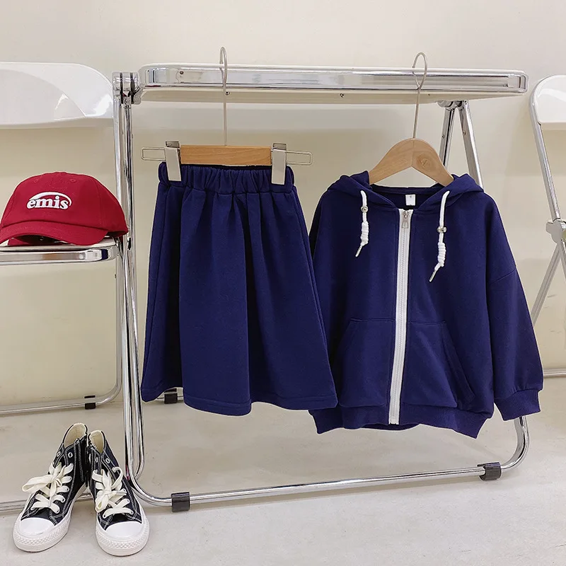 

Girls' Skirt Set Spring New Children's Western Style Leisure Sweater Cardigan Skirt Two-Piece Korean Fashion