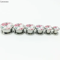 leosoxs new style stainless steel external teeth ear expansion peony flower drop ear auricle auricle body piercing jewelry