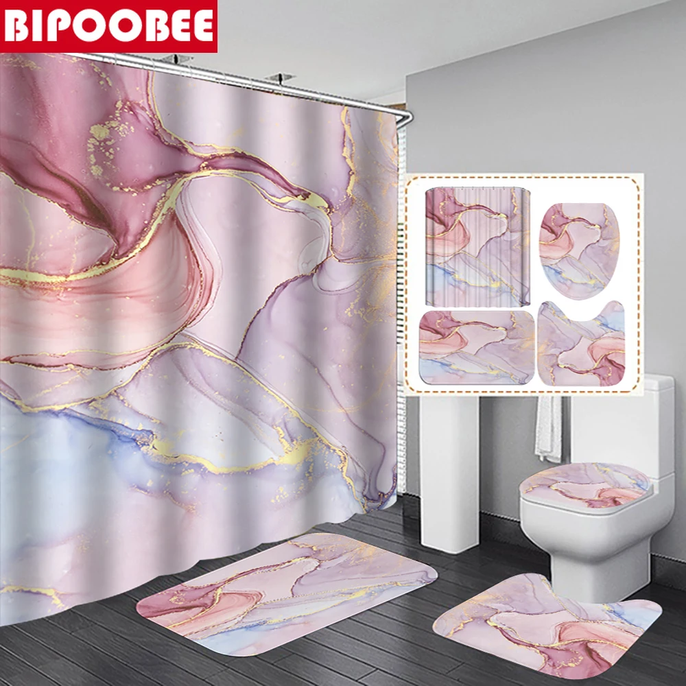 Красочные мраморные занавески для душа ванной комнаты набор из ткани с 12