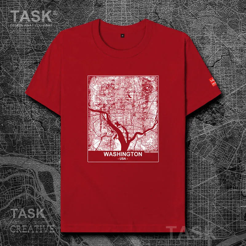 

City Map Washington Casual Print originality cotton Solid Shirts Short sleeve mens new Tops Fashion Streetwear summer Unisex Tee
