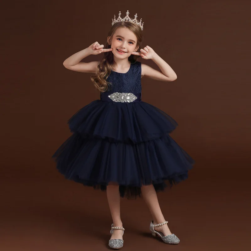 

sleeveless mermaid dress age for 4 - 14 years teenage girls lace tulle cupcake-dress white christmas evening dress kids frocks