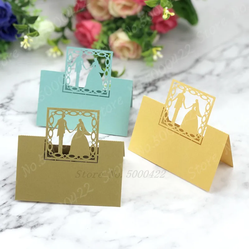 50 шт. свадебные открытки с лазерной резкой для вечерние ринки жениха и невесты |