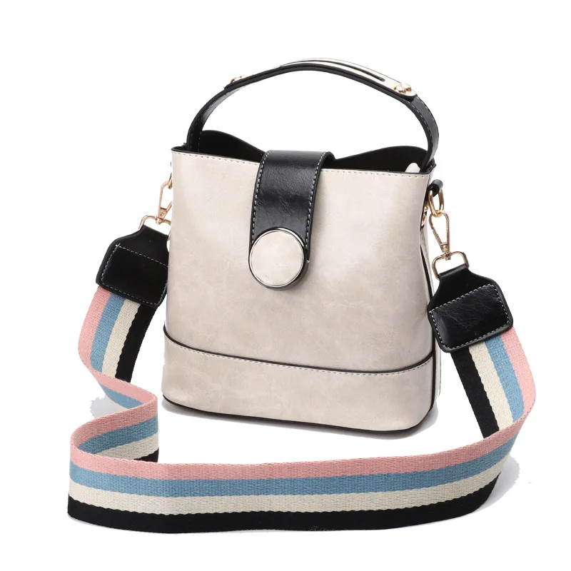 Новинка 2020 женская сумка ведро простая однотонная широкая через плечо Большая