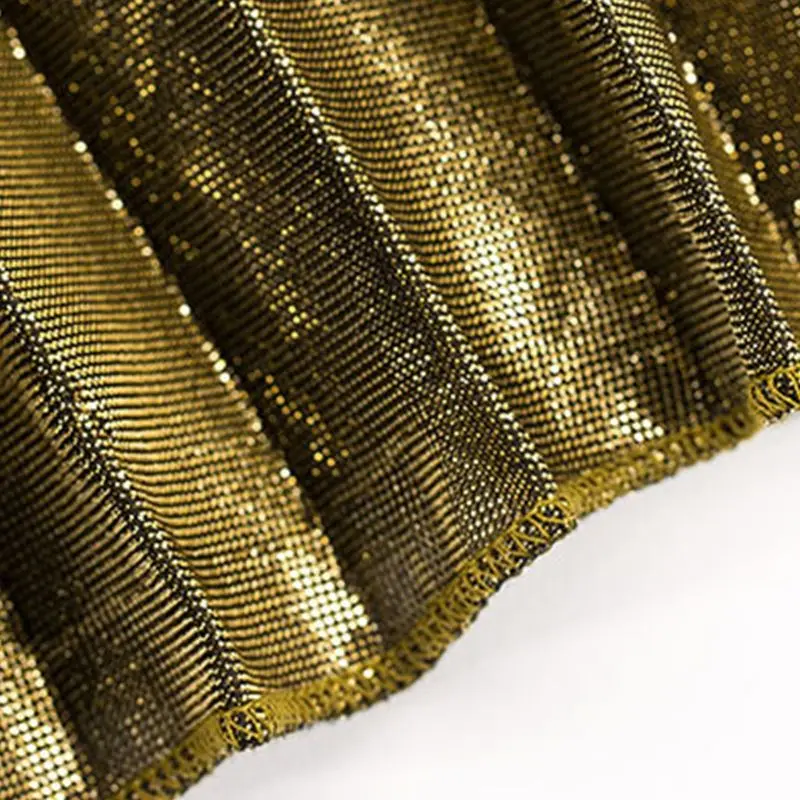 Женская Премиум металлический блеск плиссированные макси длинная юбка с высокой