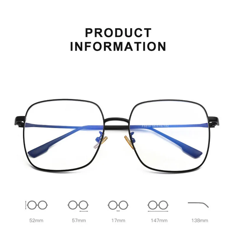 

Metal Frame Glasses Full Rim Spectacles Men and Women Style Anti-Blue Ray Anti-radiation Eyewear Myopia Eyeglasses