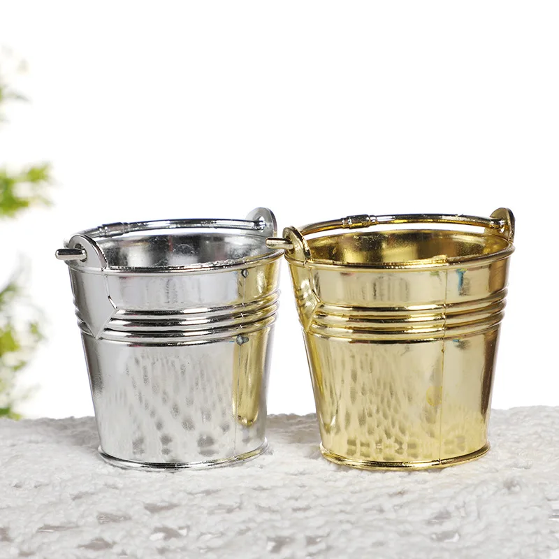 

1PC Plastic Small Bucket Flower Container Planting Pot Garden Watering Household Tinplate Mini Outdoor Bathroom Kitchen Bucket