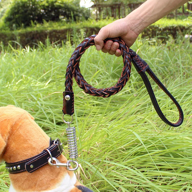 Dog Harness Adjustable Dog Pet Vest Collar Leather Leash Strap Rope