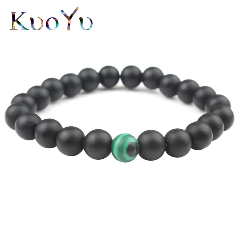 8 мм натуральный камень браслет Пара классический черный матовый оникс зелёные