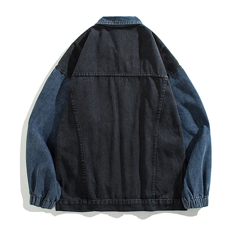 Куртка мужская демисезонная из денима однобортная свободная уличная одежда с