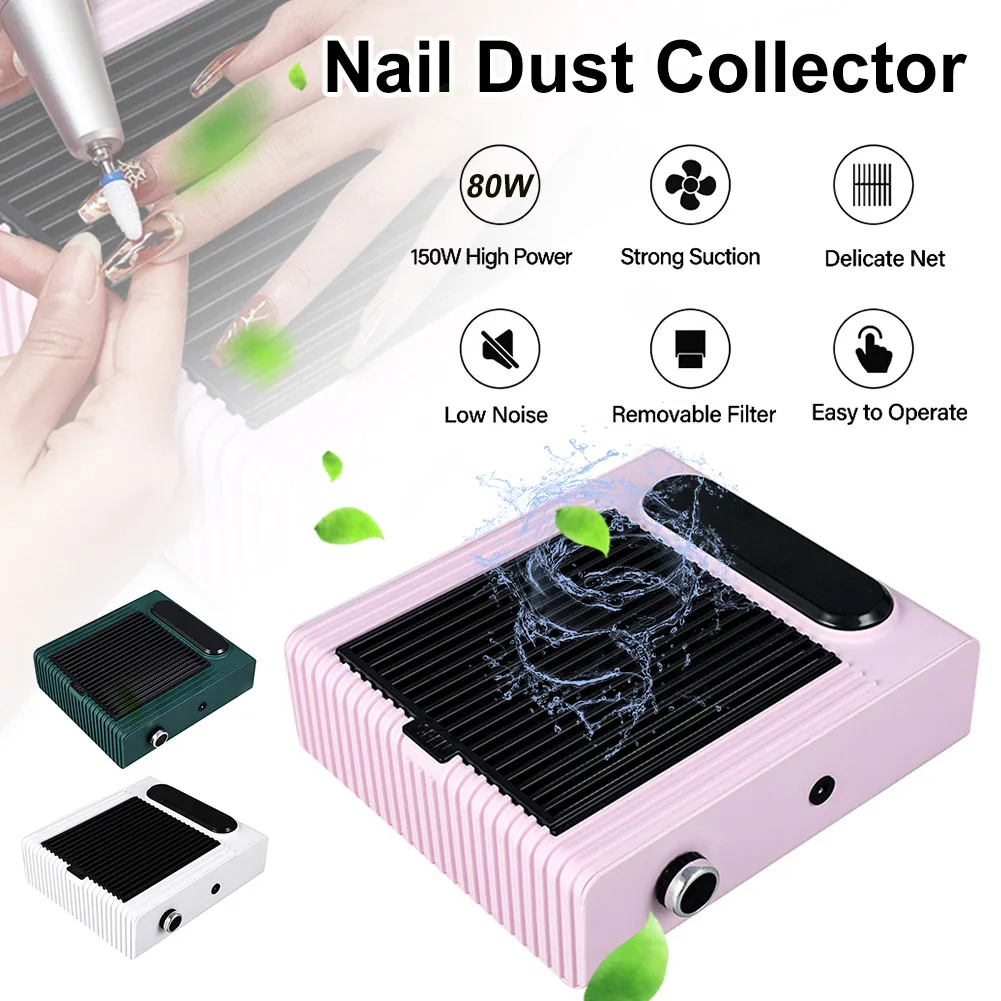 

80W Nail Dust Collector Professional Nail Vacuum Cleaner With Filter Strong Suction Nail Dust Fan for Manicure Salon Tool