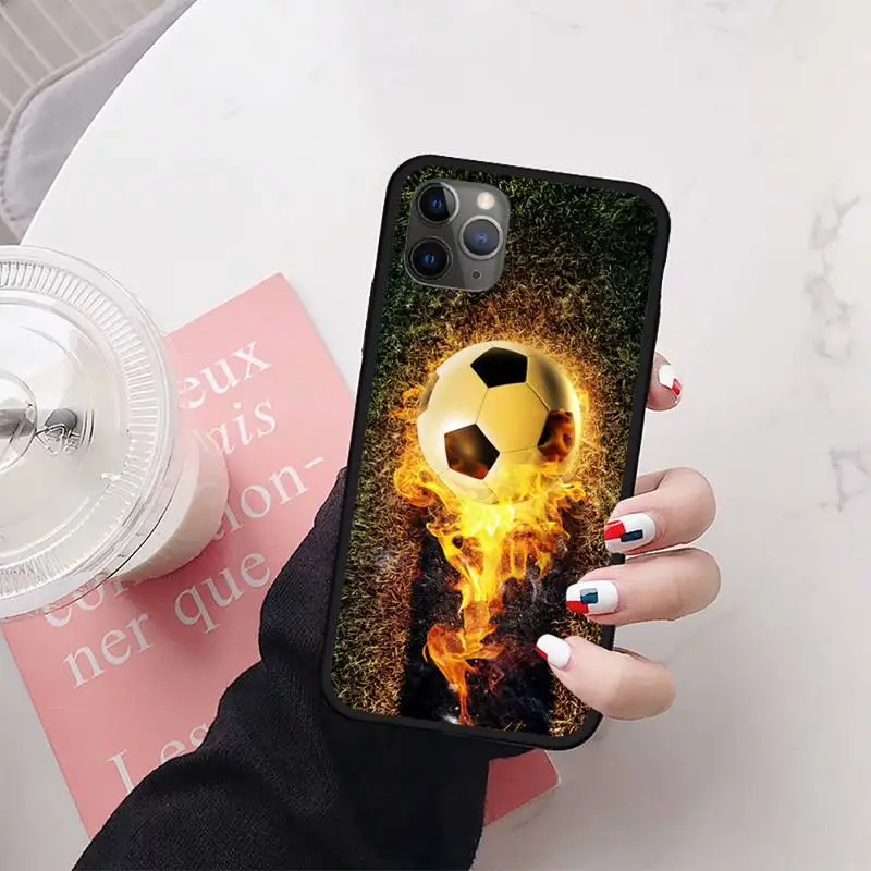

Fire Football Soccer ball Phone Case for iPhone 11 12 mini pro XS MAX 8 7 6 6S Plus X 5S SE 2020 XR
