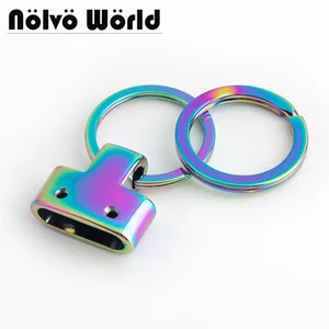 Раздельные кольца для ключей 10-50 шт., 5 цветов, 46*25 мм, фурнитура для брелока с кольцом для ключей, разрезное кольцо для тесьмы, застежки для шнура