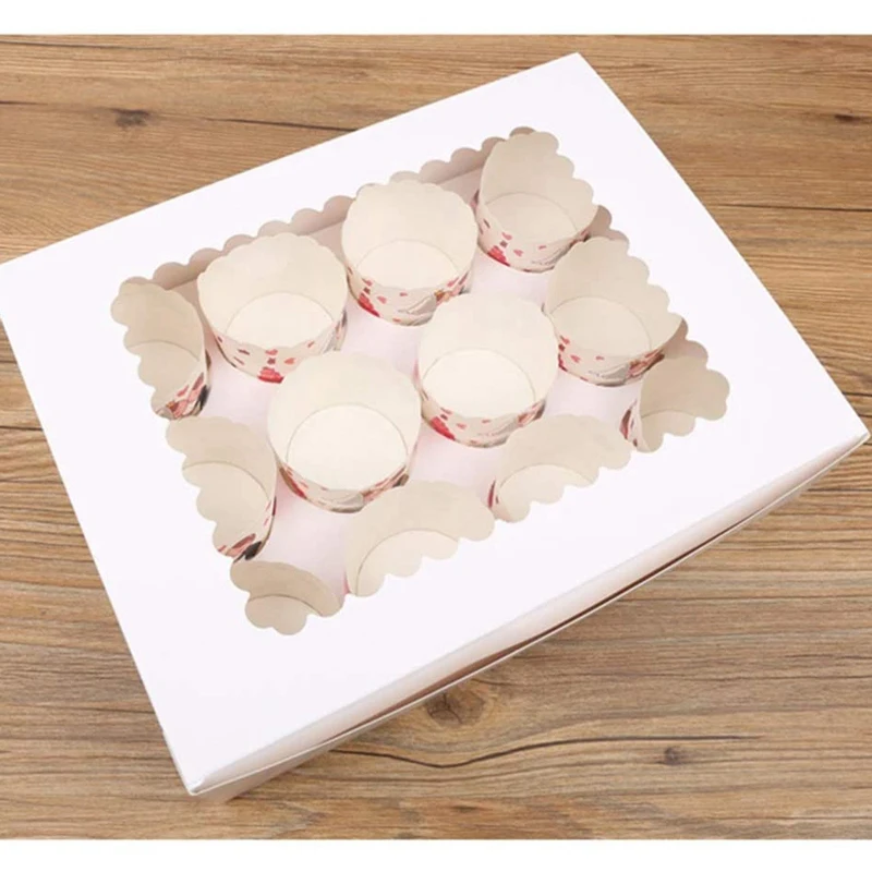 12 Полость кекс коробки круглое отверстие Маффин коробка запеченное яйцо Tart окно