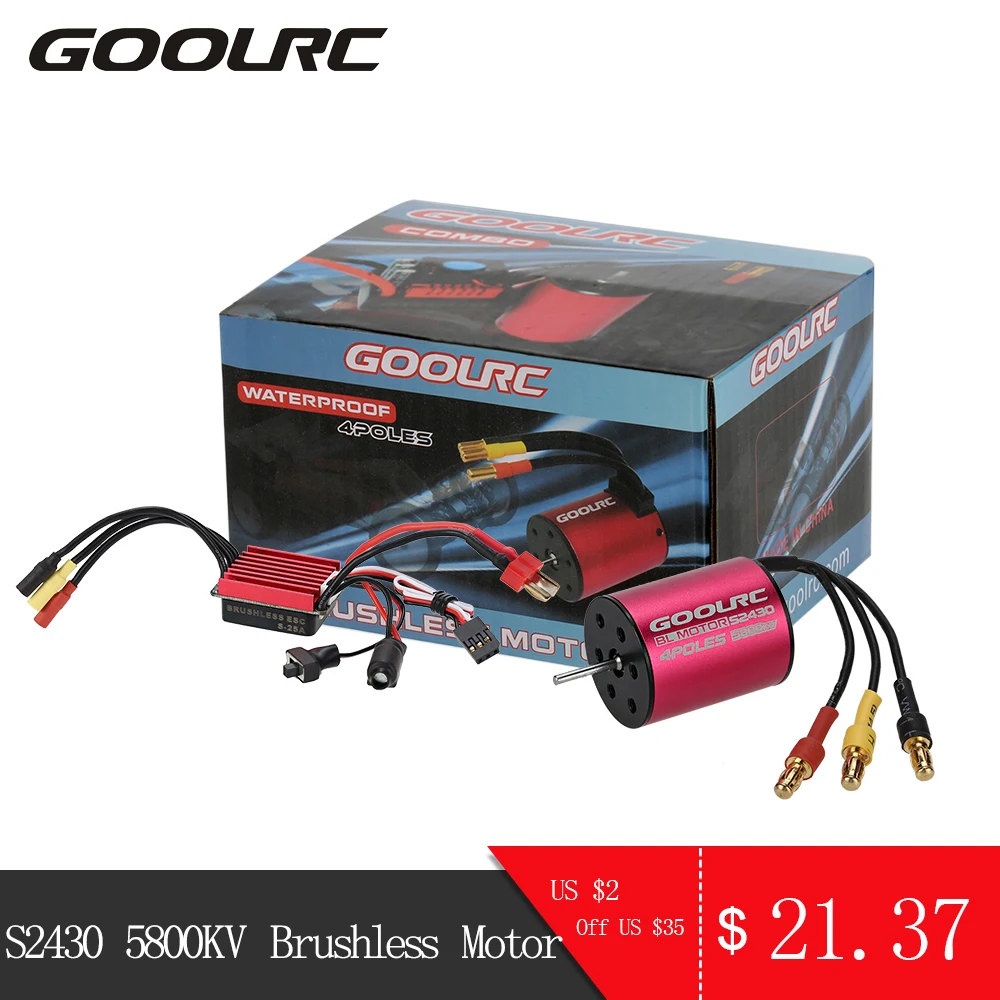 Бесщеточный двигатель GOOLRC S2430 5800KV и бесщеточный ESC комплект 25A для 1/16 1/18 RC