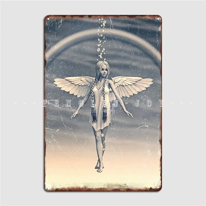 

Angel Under The Rainbow Poster Metal Plaque Home Plaques Wall Cave Designing Tin Sign Poster