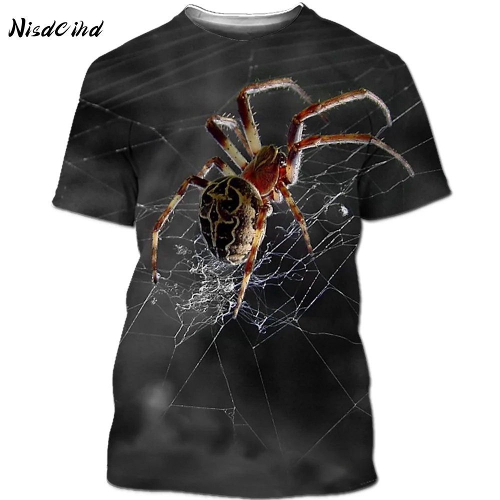 

Unisex O-Neck Casual Design Short Sleeve Animal Spider Line Art 3D Fashion Harajuku Top 2021 Summer New Shirt Fashion Print