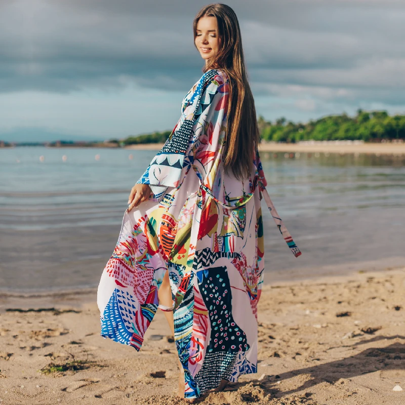 2021 накидки с богемным принтом бикини банное платье розовая хлопковая туника