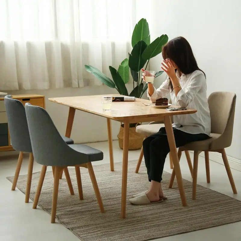 Стул со спинкой в скандинавском стиле из массива дерева красный для спальни