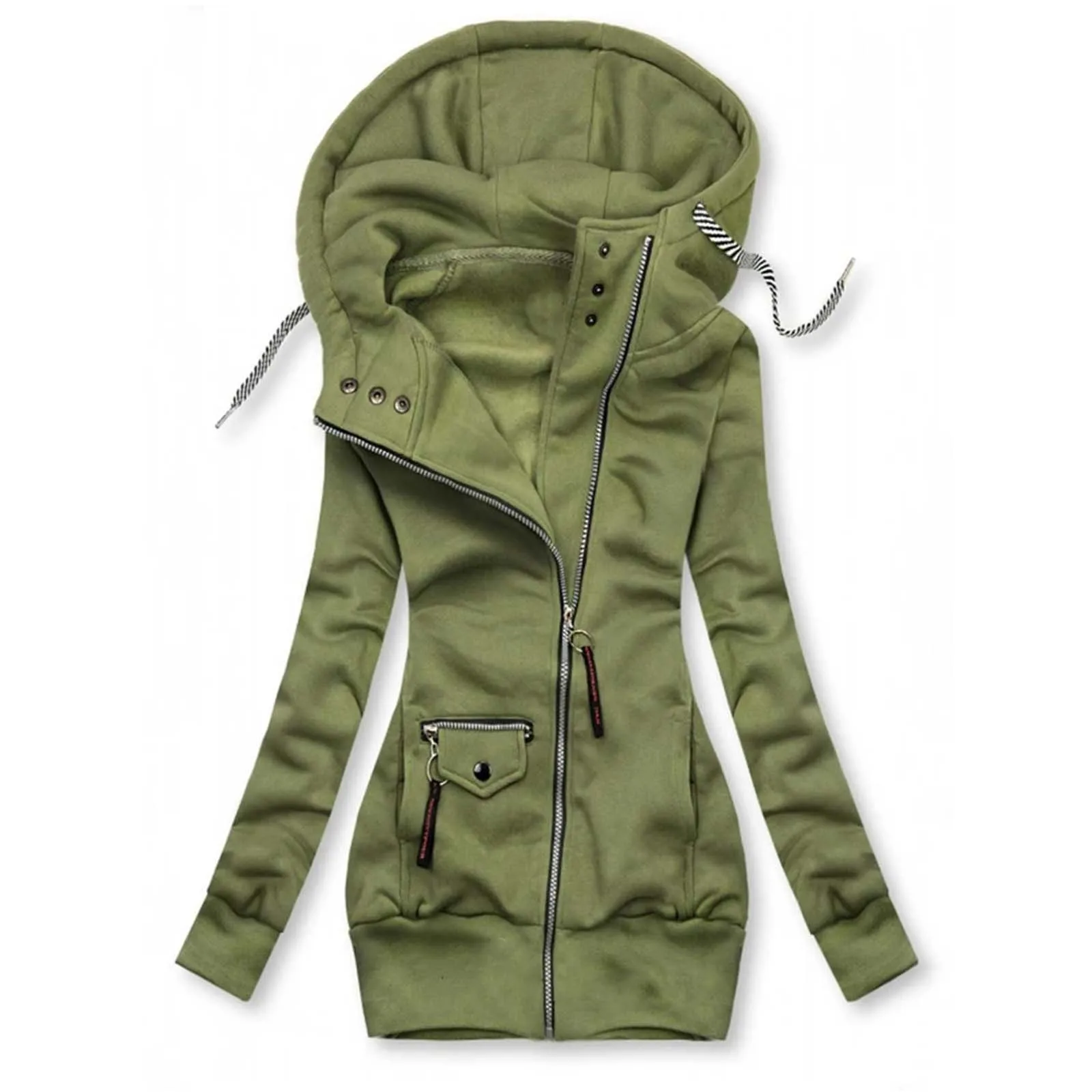 

winter clothes women crop top Women's Solid Stitching Drawstring Hooded Slim Fashion Jacket Coat Outwear