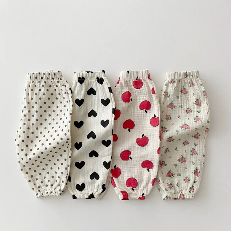 

Summer Newborn Baby Pants For Boys Girls Clothing Cotton Heart Polka Dot Pattern Trousers Tobbler Kids Loose Casual Pants