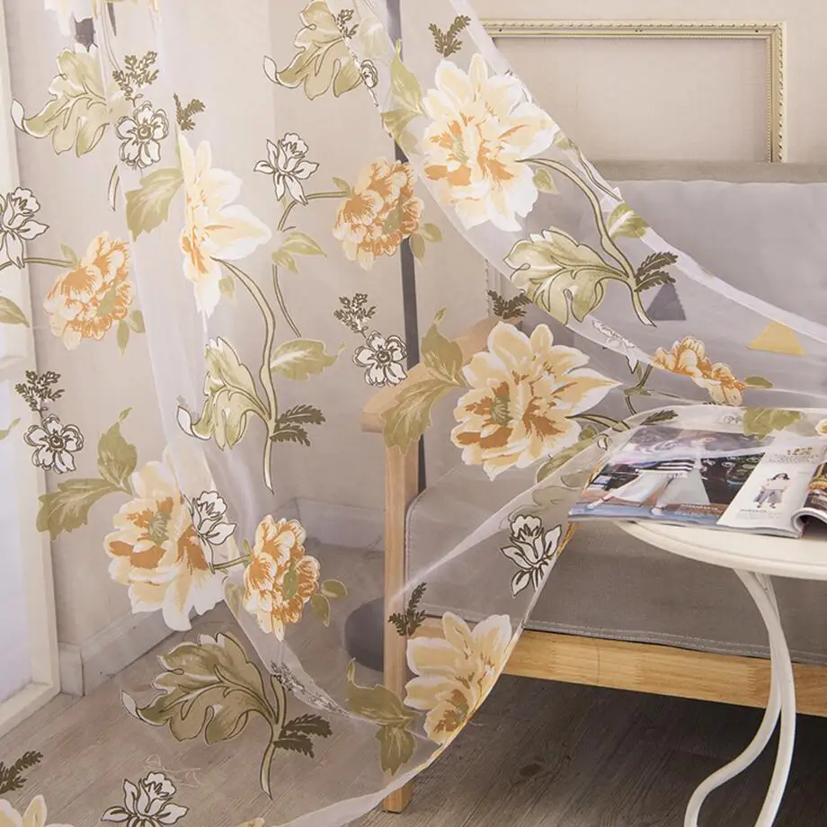 Цветочный занавески от выгорания вуаль занавеска современные окна Гостиная