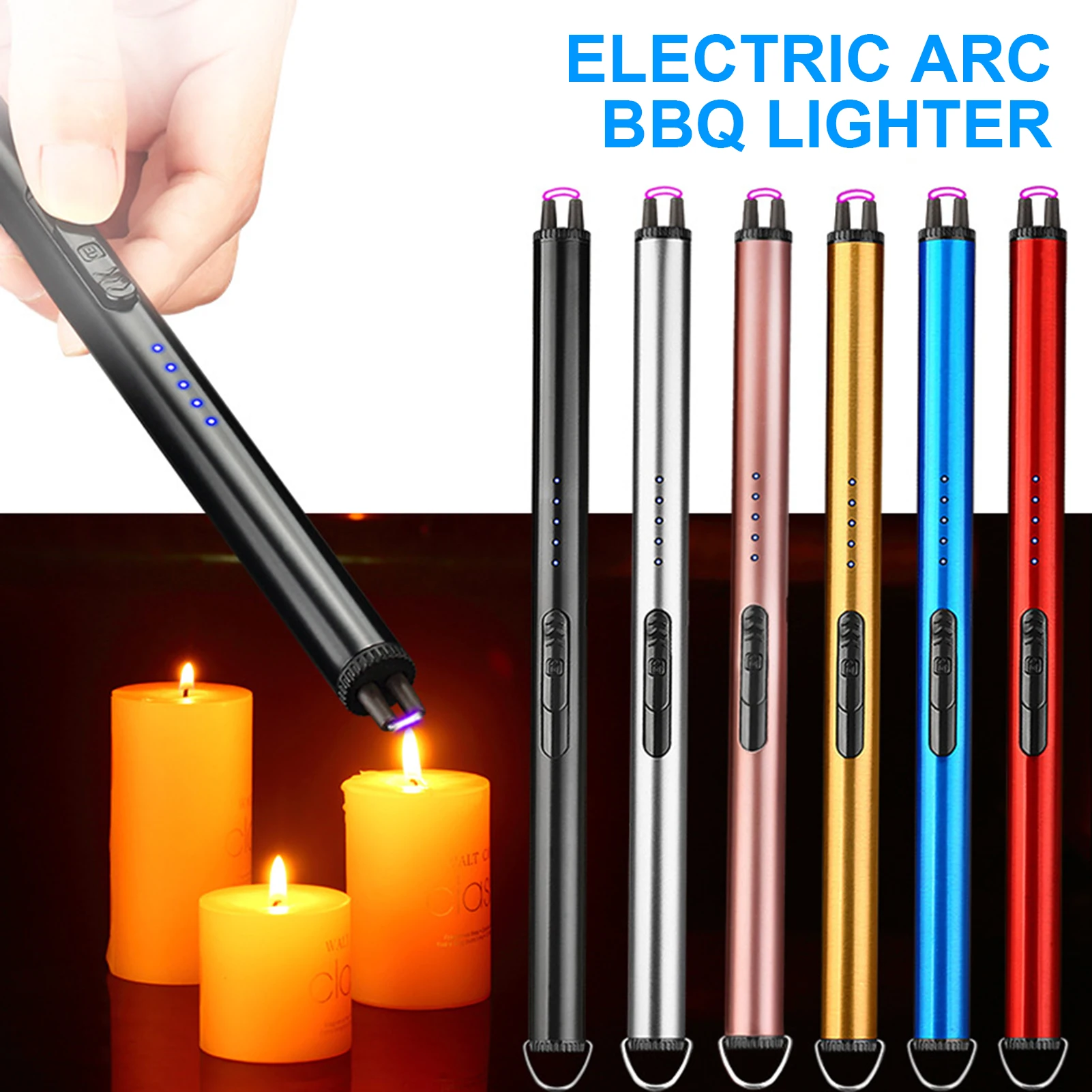 Electric Arc BBQ Lighter USB Windproof Flameless Plasma Ignition Long Kitchen Lighters Gas Lighter For Candle Gas Stove