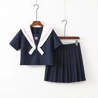 navy blue jk uniform autumn summer shortlong sleeve japanese school uniforms for girls sailor pleated skirt jk sets uniform xxl