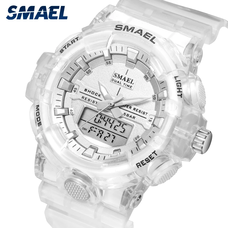 

SMAEL Fashion Sport Woman Watch Quartz Watches Military Clock Jelly Starp 50M Waterproof Digital Lady Men Watch Reloj Hombre