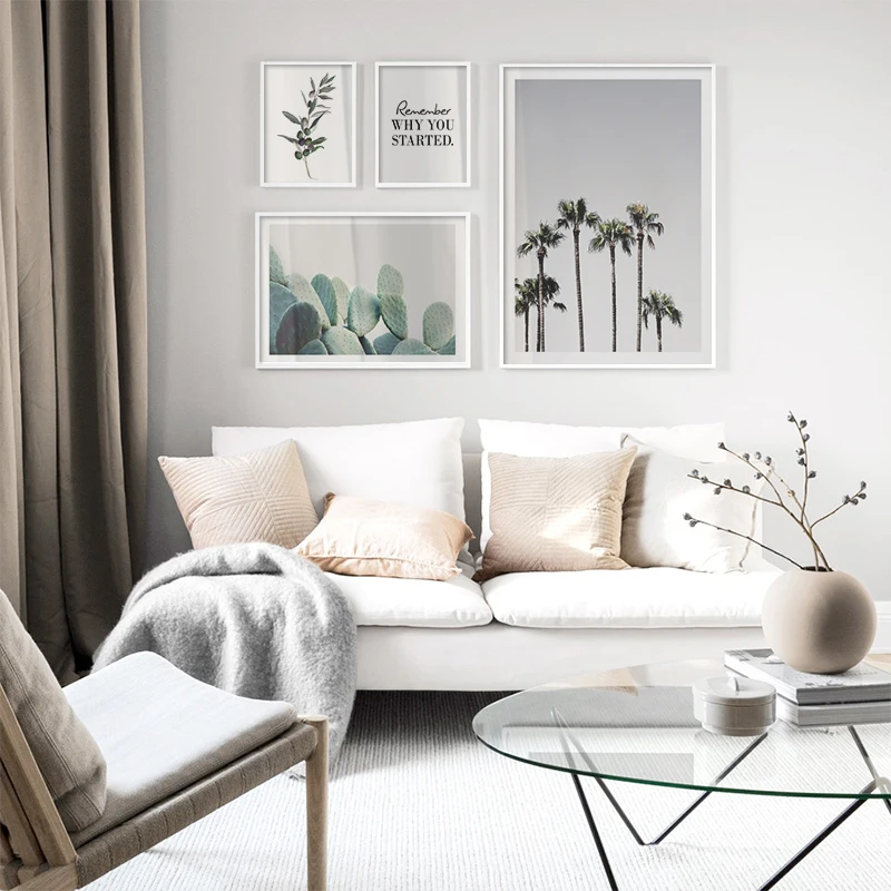 Черно-белый монохромный Одуванчик Пальма листья Цитата каллиграфия плакат