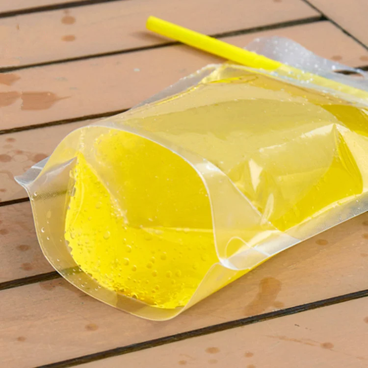 

100-Pieces Bags + Rietjes 250Ml-500Ml Frosted Plastic Drinks Bag Party Wedding Juice Milk Tea Portable Bags
