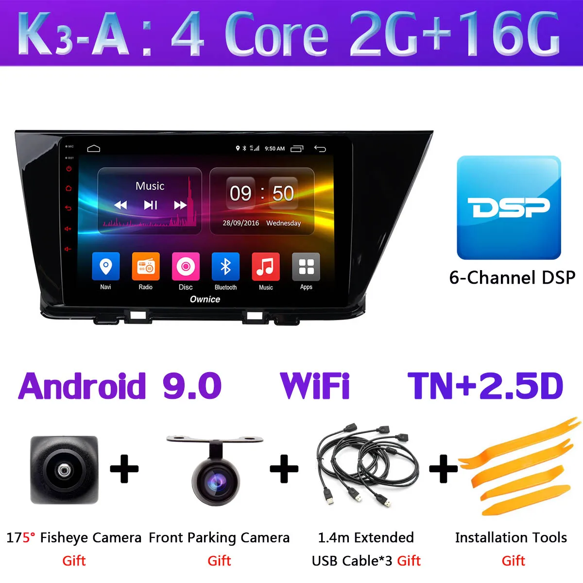 K3-A Панорамная камера 360 ° 4 × камера 4G LTE Android 9,0 8 ядер 4G+ 64G SPDIF DSP CarPlay Автомобильный gps радио плеер для Kia Niro - Цвет: K3-A