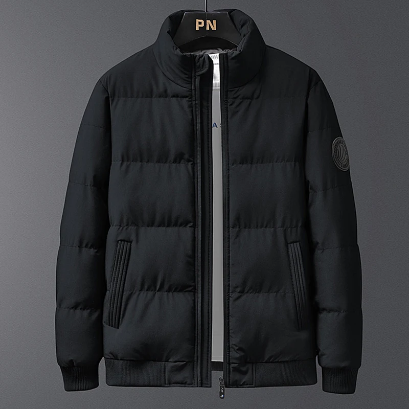 New Warm Thick Men Parka Jackets Winter Casual Mens Outwear Coats Solid Stand Collar Male Windbreak Cotton Padded Down Jacket