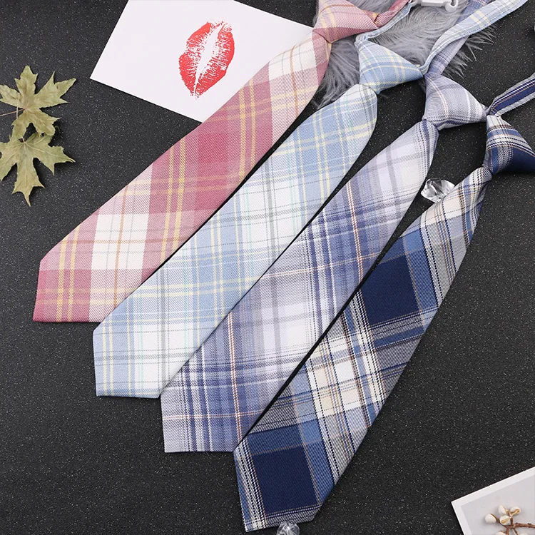 Women Plaid JK Ties Japanese Style Neck Tie for Jk Uniform Cute Necktie Suits Gravatas Sweet Simple Lazy Person Student Tie