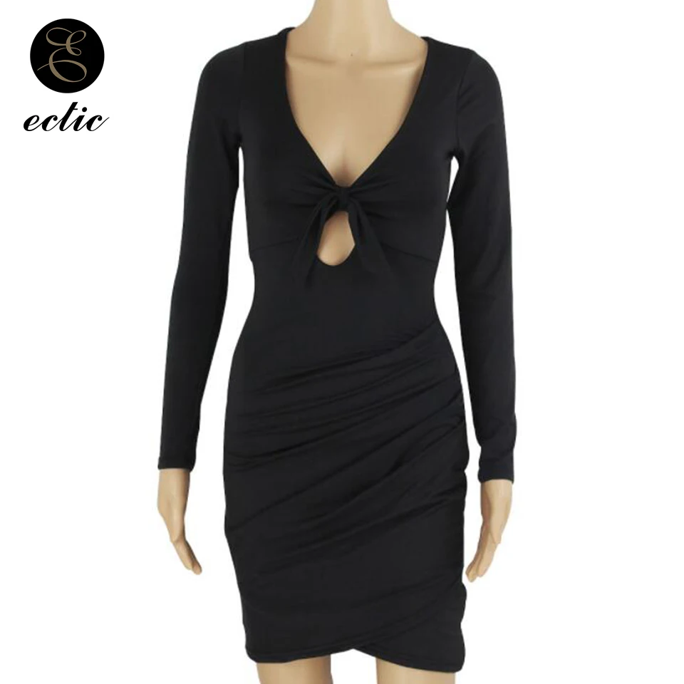 Сексуальное Плотный Платье Мини Глубокий V-Образным Вырезом Подходящий