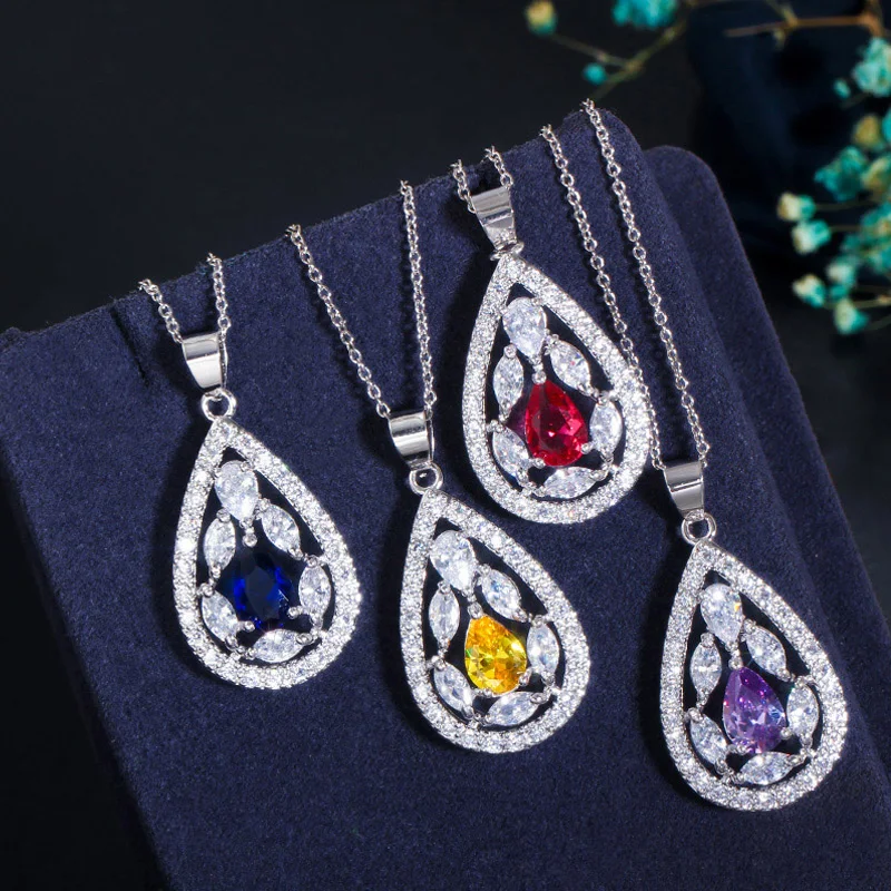 Женские вечерние комплекты из 3 предметов Pera колье с подвеской в виде капли воды и