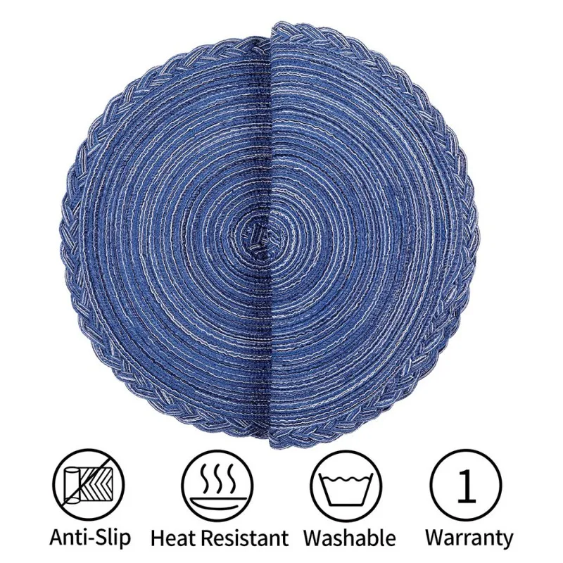 

Kitchen Accessories Table Mat Placemats Dining Cotton PP Braided Round Heat-Resistant 15" Mats Indoor Dropshipping 4.21