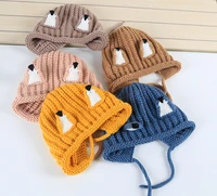girls boys hats cap children fox wool autumn winter baby knitted beanie ears toddler newborn kids warm fashion clothing