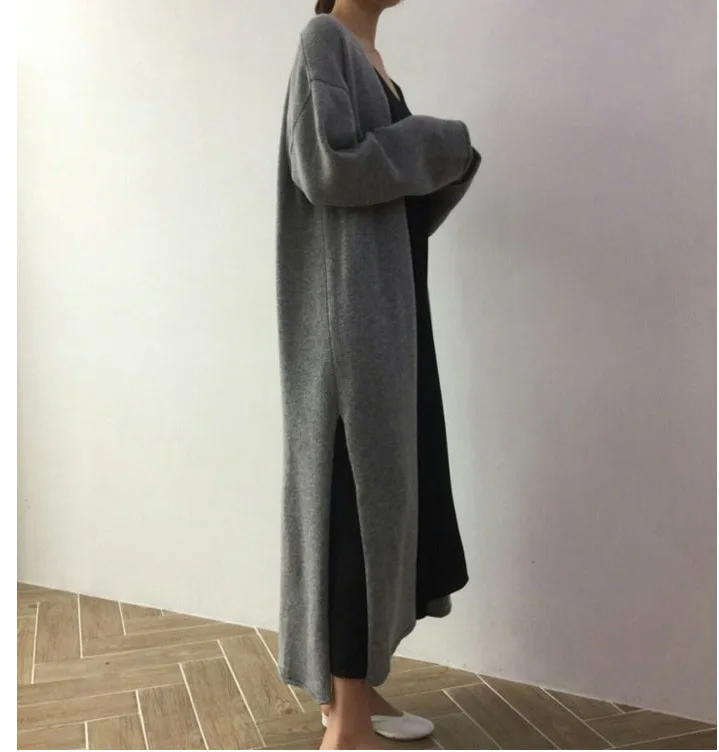 Autumn Winter Women's Cardigan Simple Belt Female New Fashion Long Coat Loose Type Wool Knitted Cardigan Female Outwear