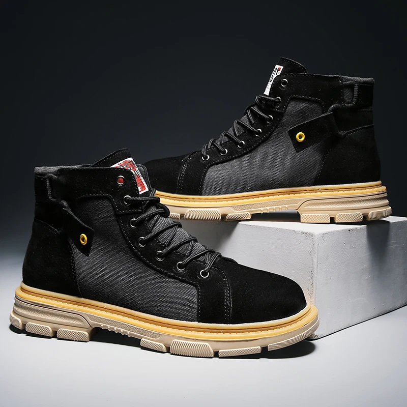 

Mens Boots Casual Men Casual Zapatillas Negras Shoes For Man Fashion Men's Black Sneakers Leather Mens Sport Boots Shoe