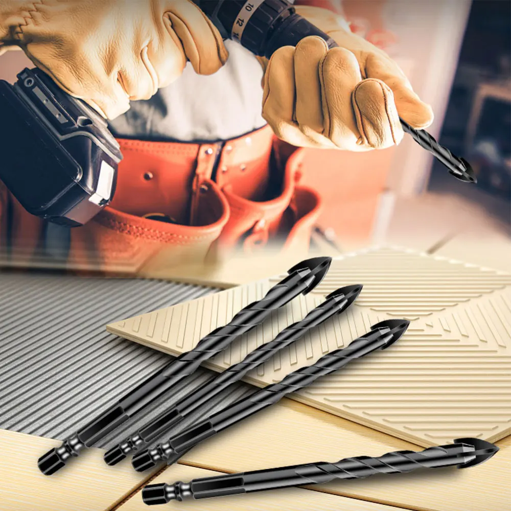 

Набор сверл для стекла BINOAX, твердосплавная точка из сплава с 4 режущими кромками, для плитки и стекла, с крестовой головкой