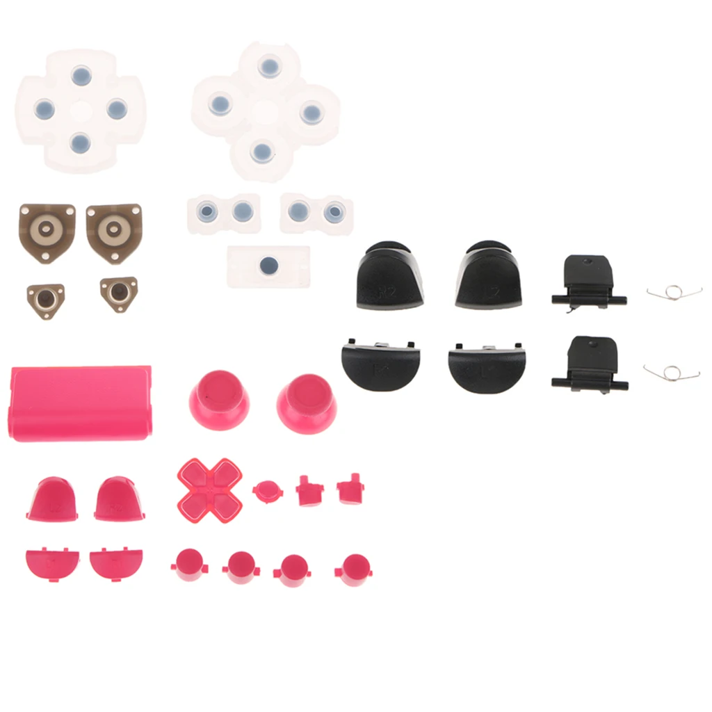 Розовые кнопки мод Pad Thumbstick полный набор + черный R1 R2 L1 L2 триггеры проводящая